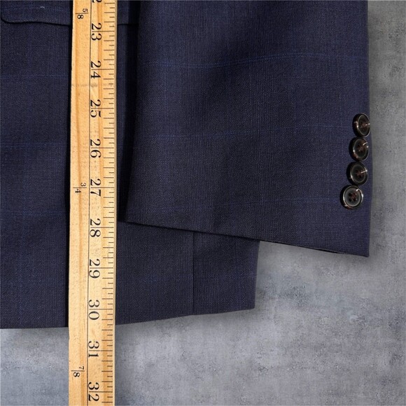 Ralph Lauren Men's 46R Navy Wool Blend Blazer Sport Coat 2-Button Jacket Plaid - Picture 10 of 15